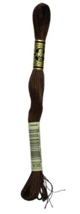 DMC 938 Ultra Dark Coffee Brown Stranded Cotton Embroidery Floss