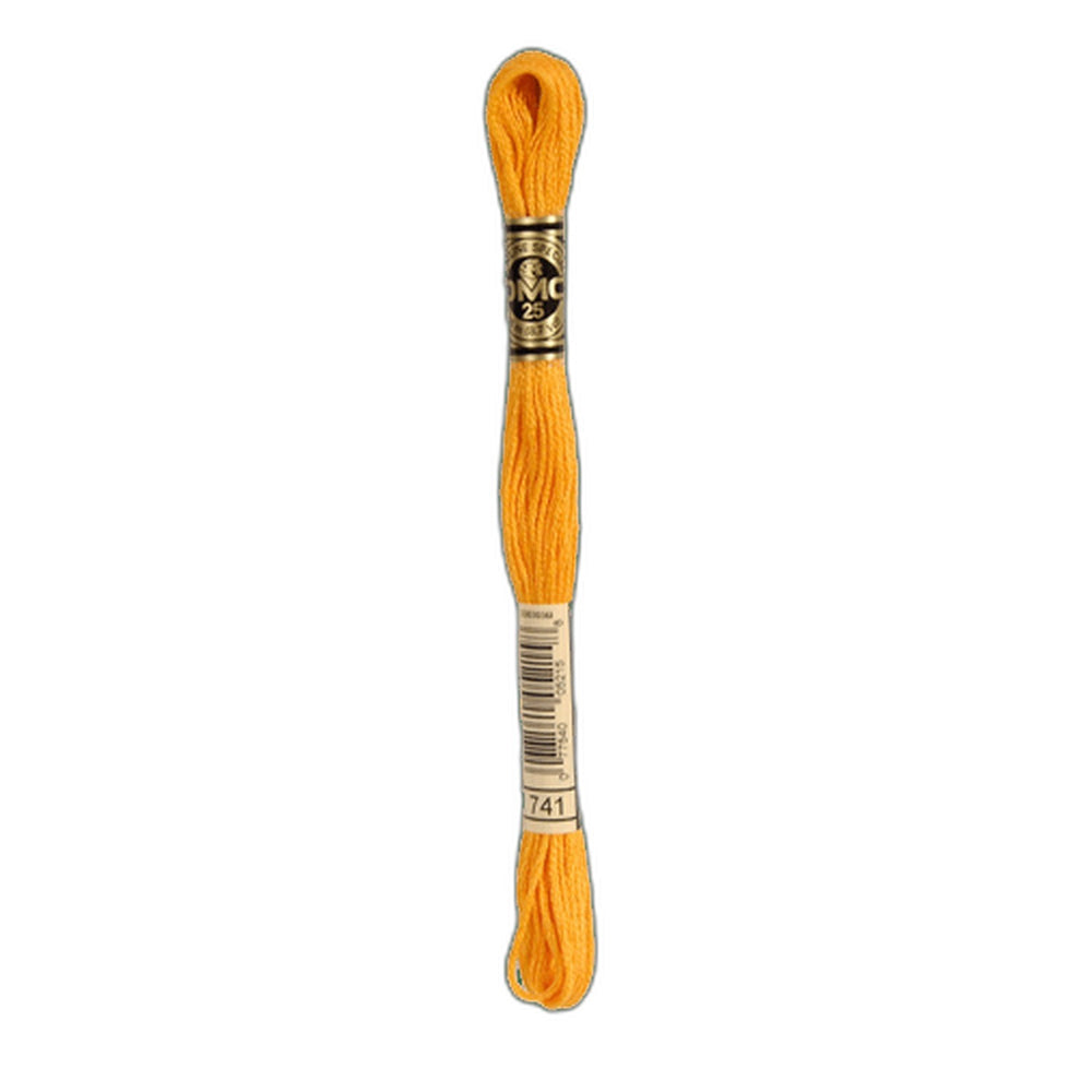 DMC 741 Medium Tangerine Stranded Cotton Embroidery Floss