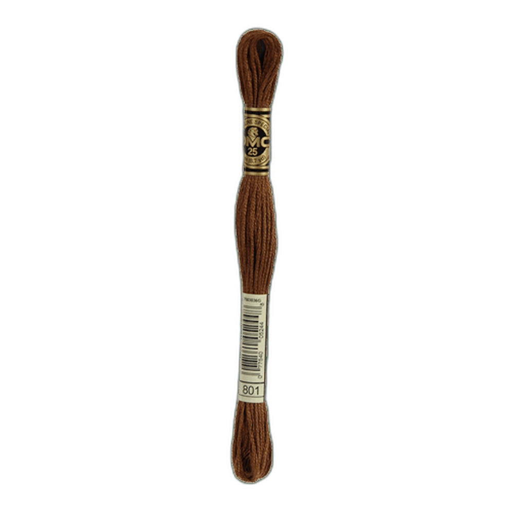 DMC 801 Dark Coffee Brown Stranded Cotton Embroidery Floss