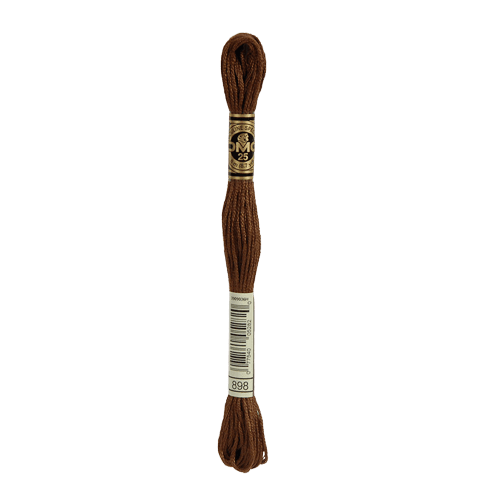 DMC 898 Very Dark Coffee Brown Stranded Cotton Embroidery Floss