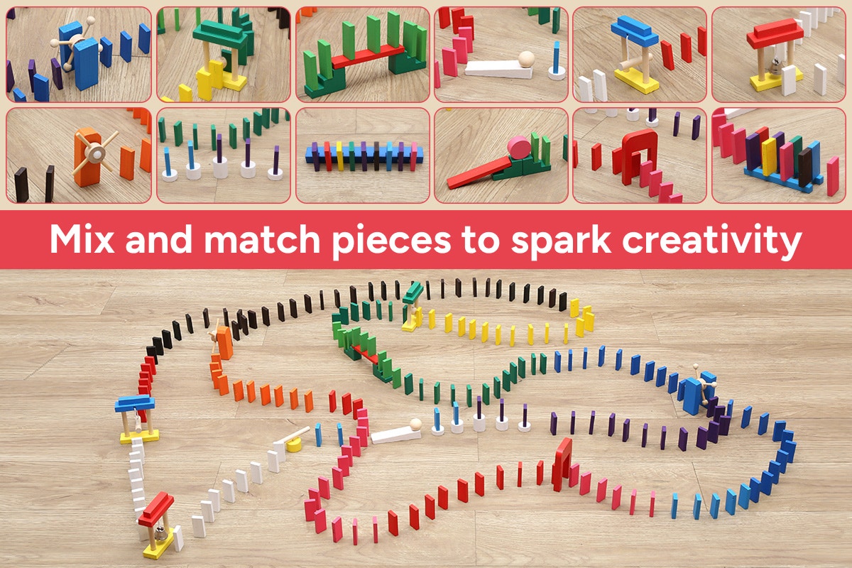 1,000 Piece Kids Wooden Dominoes Set