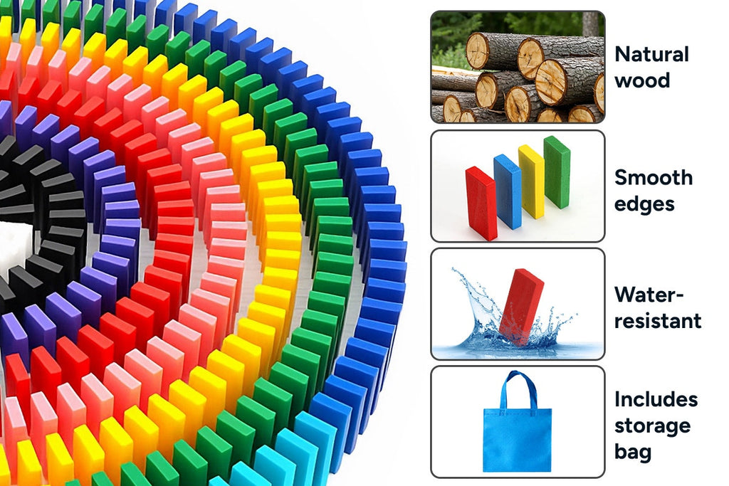 1,000 Piece Kids Wooden Dominoes Set