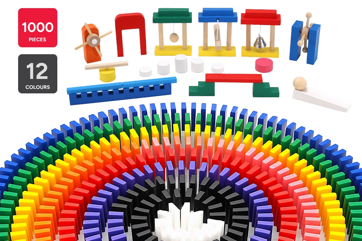 1,000 Piece Kids Wooden Dominoes Set