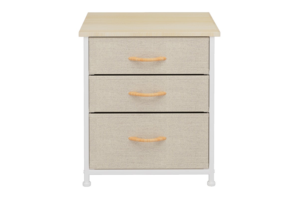 Ovela 3 Drawer Nightstand Bedside Table (Beige)