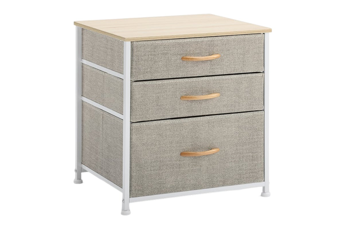 Ovela 3 Drawer Nightstand Bedside Table (Beige)