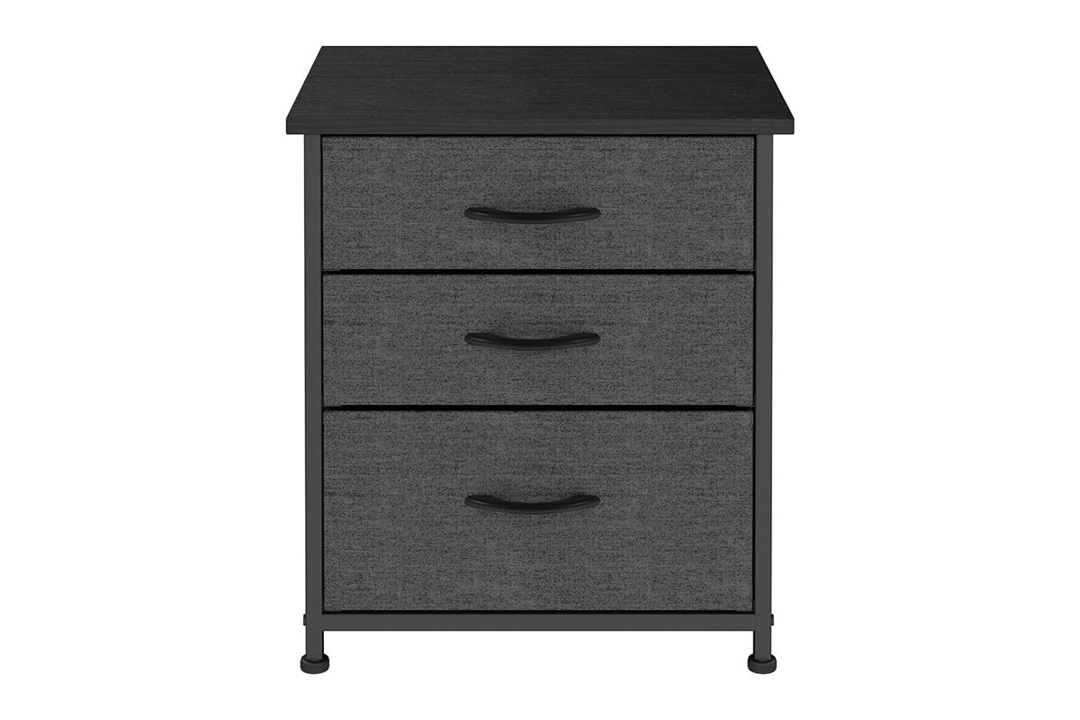 Ovela 3 Drawer Nightstand Bedside Table (Charcoal)