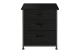 Ovela 3 Drawer Nightstand Bedside Table (Wood Grain Black)