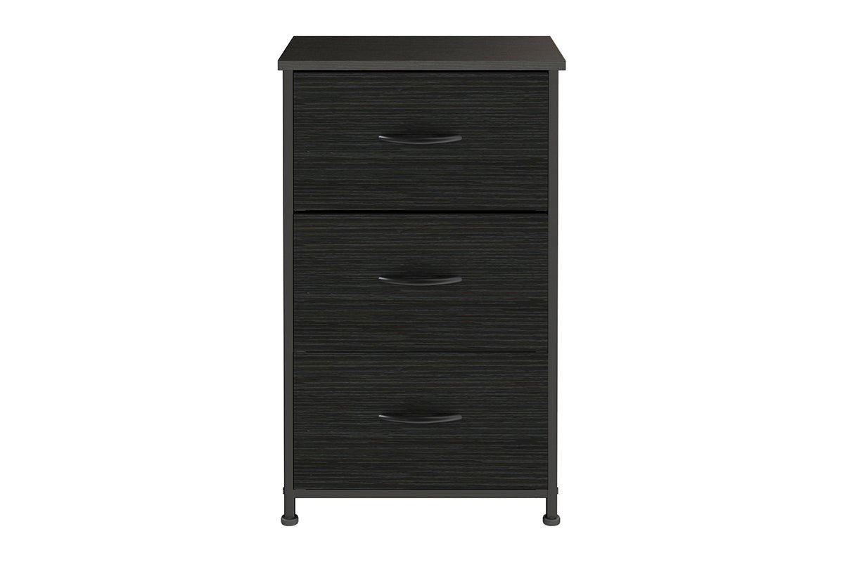 Ovela 3 Drawer Storage Chest (Wood Grain Black)