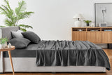 Ovela 150GSM Cotton Flannelette Bed Sheet Set (Charcoal, King)