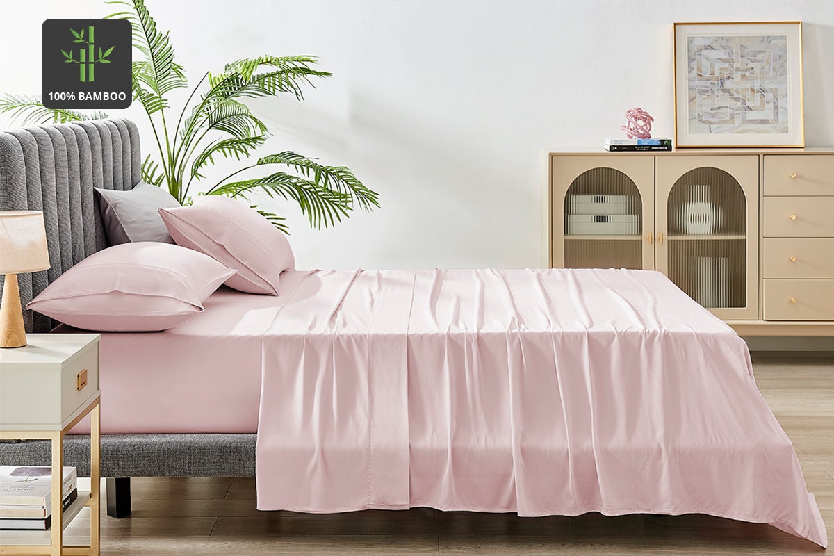 Ovela 100% Natural Bamboo Bed Sheet Set (Mauve Chalk, King)
