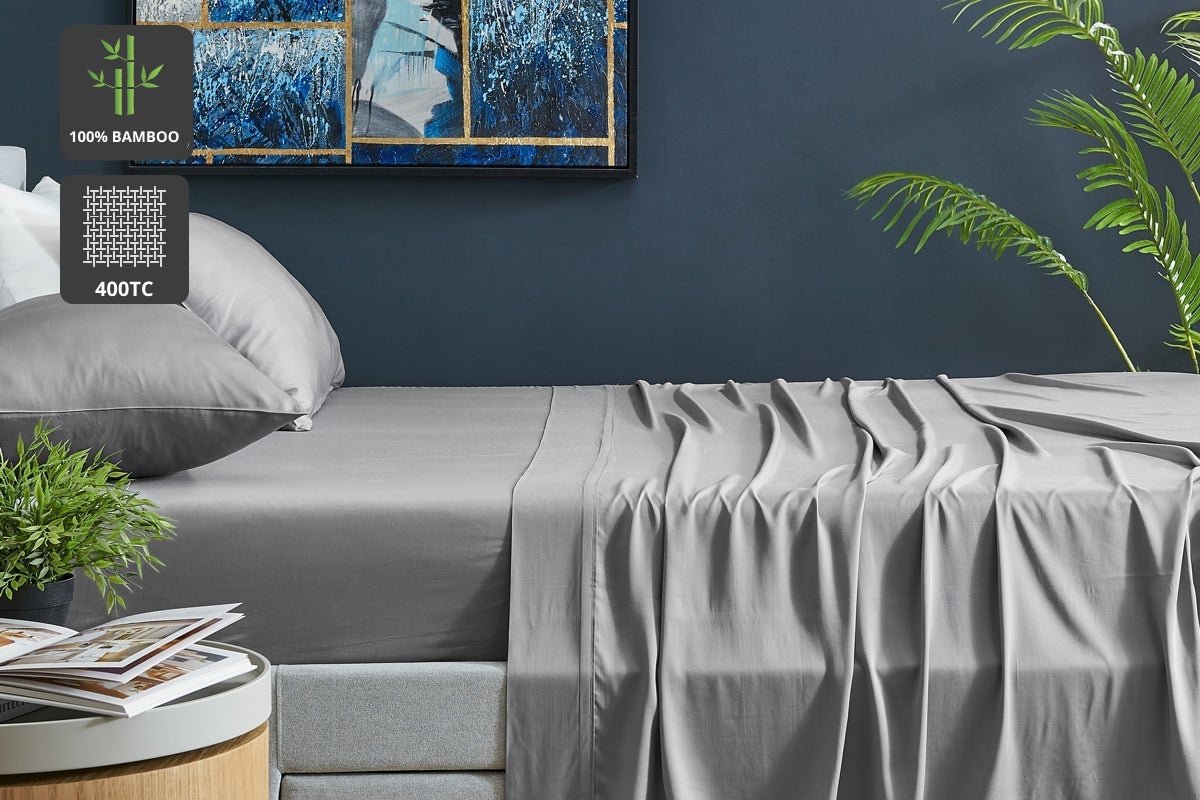 Ovela 100% Natural Bamboo Bed Sheet Set (Silver, Single)