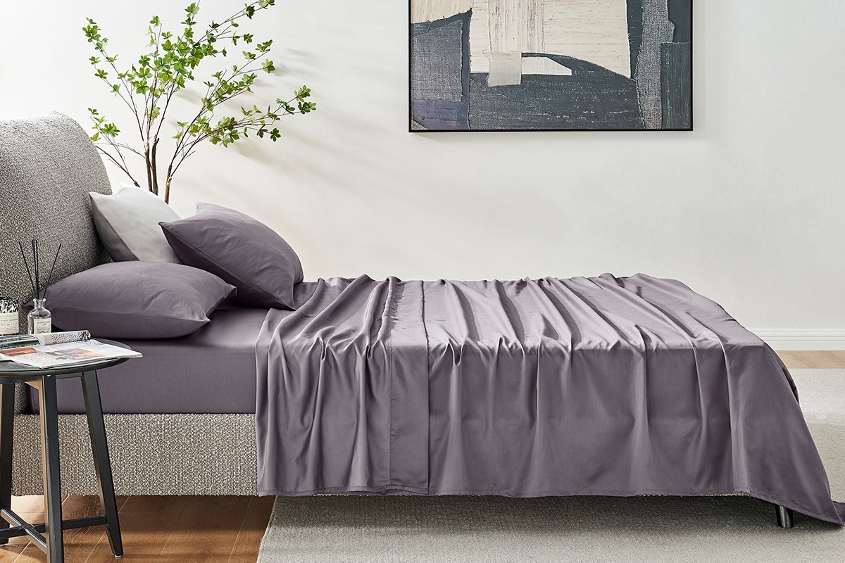 Ovela 1200TC Cotton Rich Bed Sheet Set (Castlerock Grey, Double)