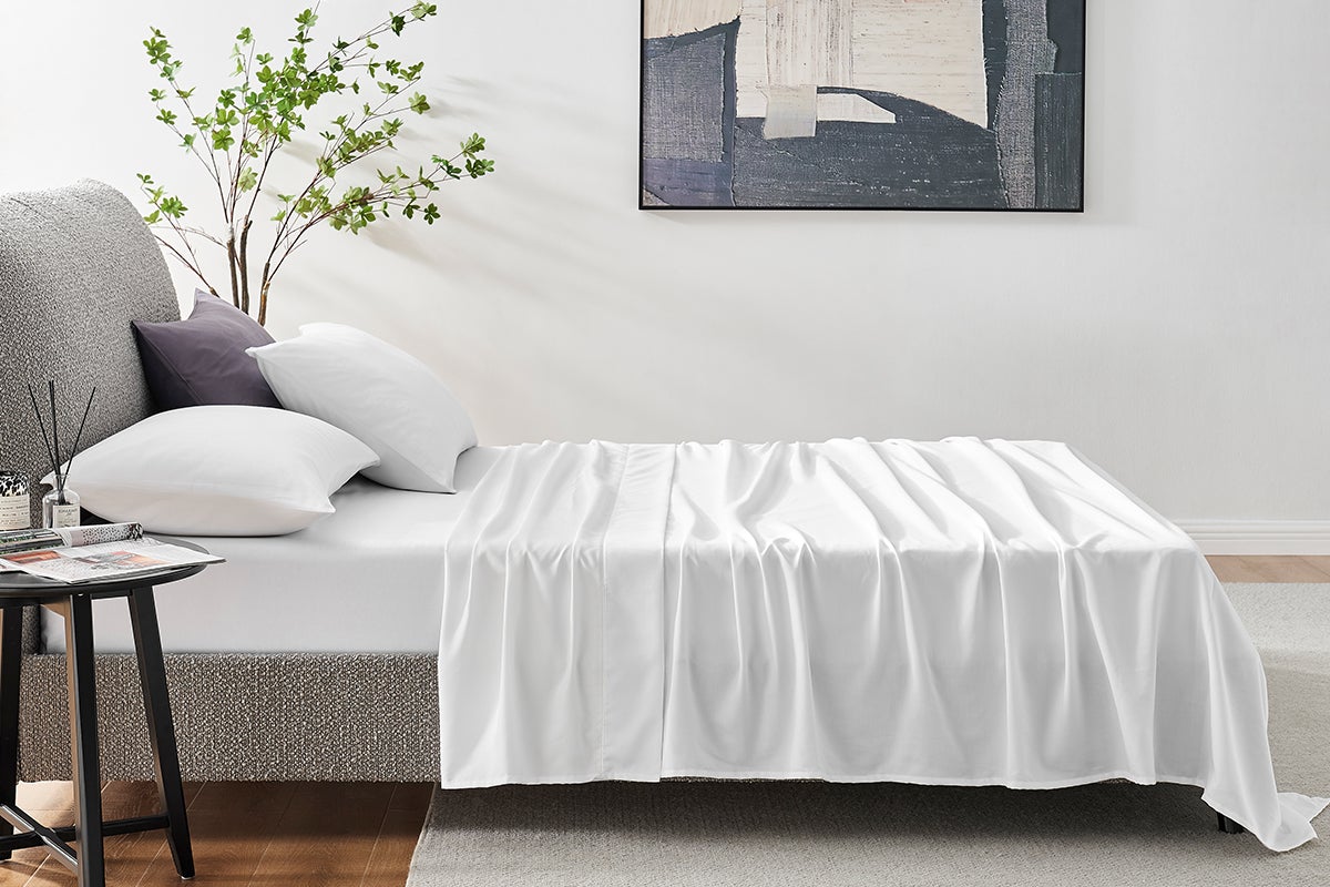 Ovela 1200TC Cotton Rich Bed Sheet Set (White, Queen)