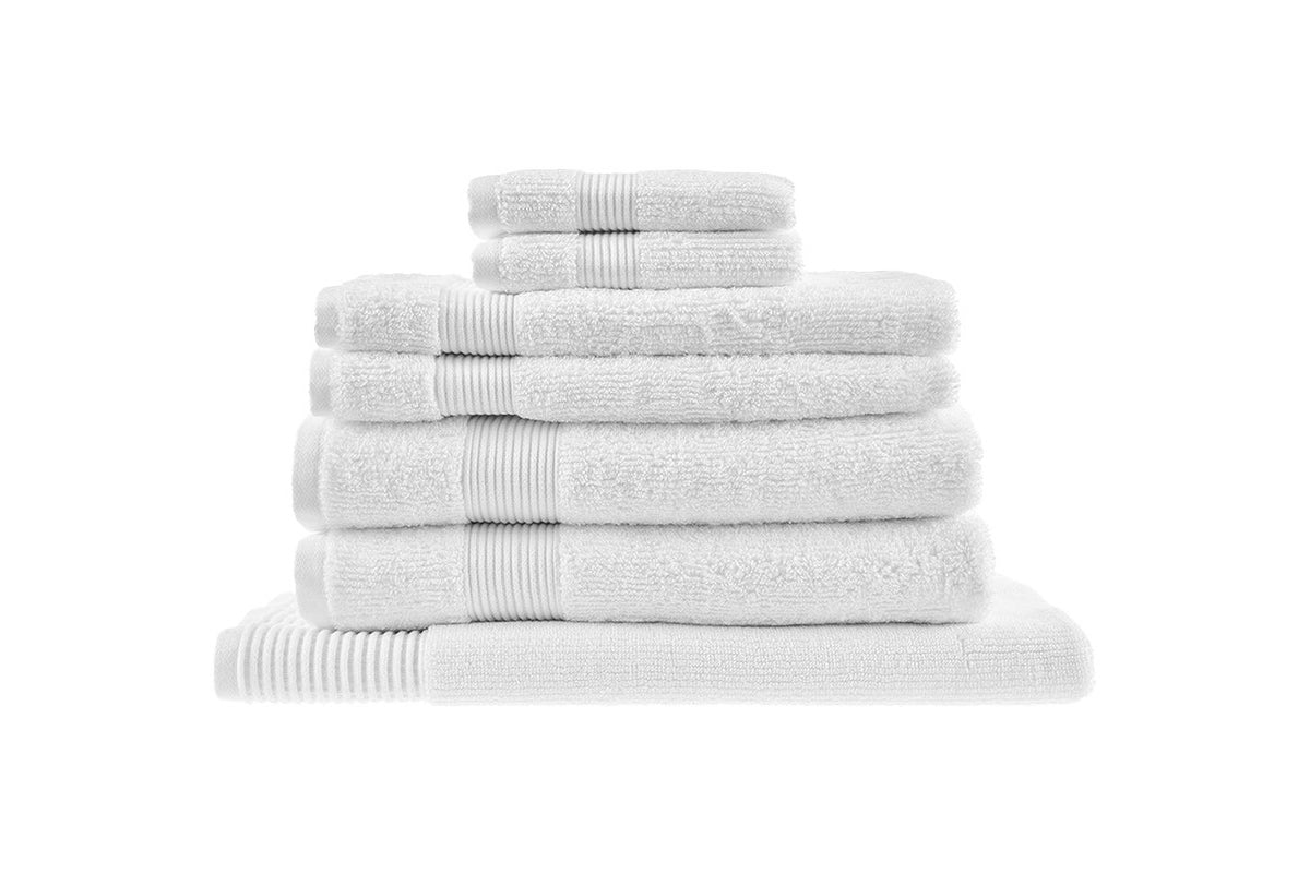 Ovela 7 Piece 100% Cotton Bath Towel Set (White)