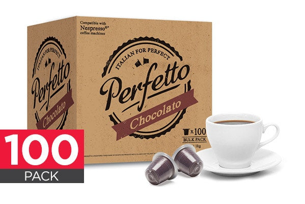 NEW Perfetto Chocolate Capsules 100 Pack Nespresso Compatible Hot Chocolato