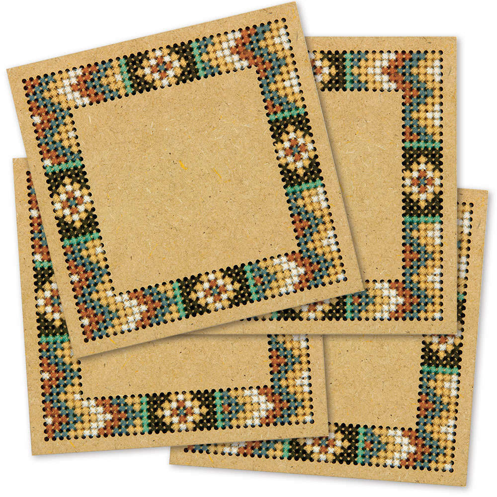 Aztec Wood Coasters, Counted Cross Stitch Kit - Crafty Hobbies Australia