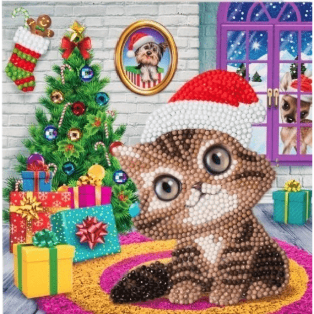 Crystal Art Card Kit "Cozy Kitten" - Crafty Hobbies Australia