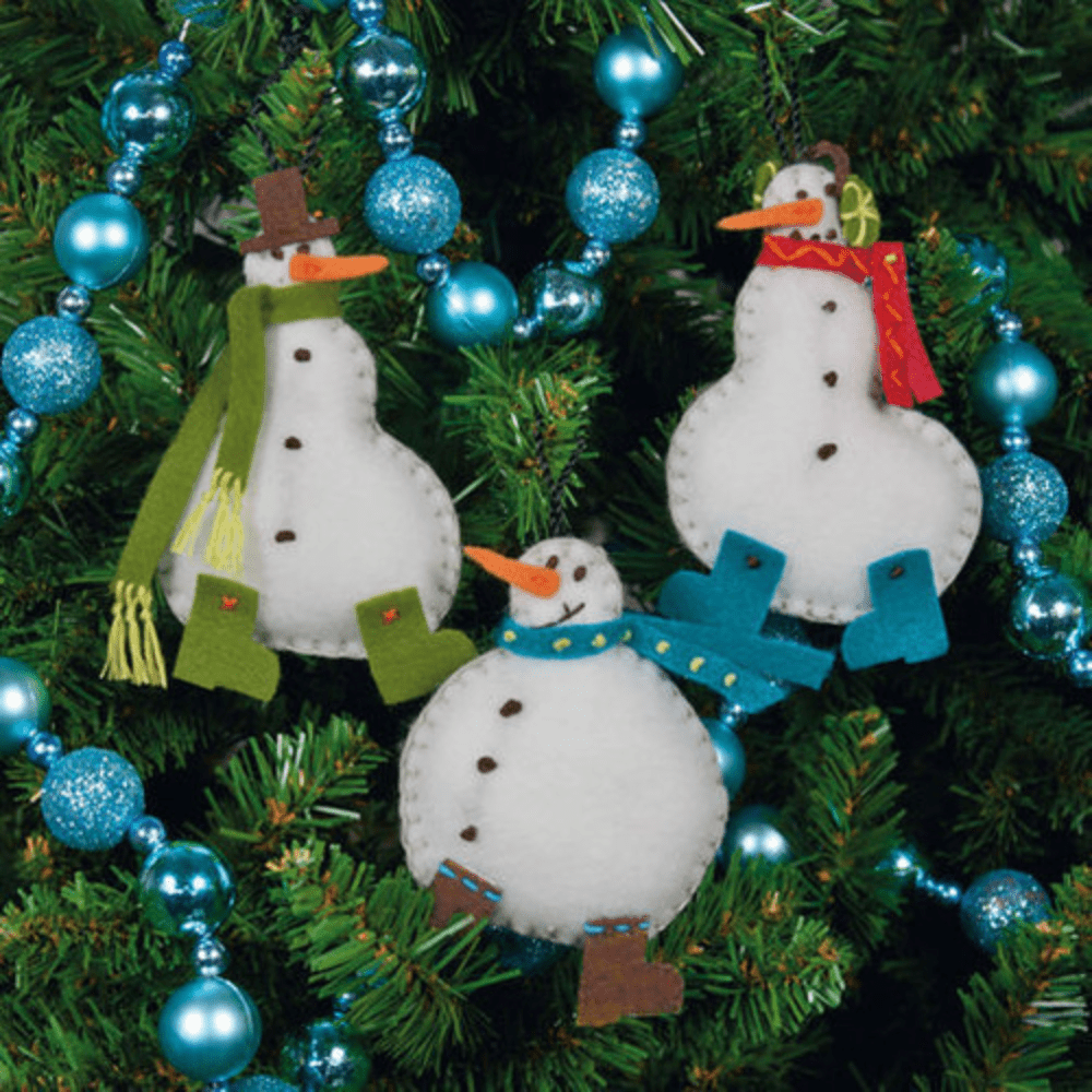 Dimensions Simple Snowmen Ornaments, Felt Applique - Crafty Hobbies Australia