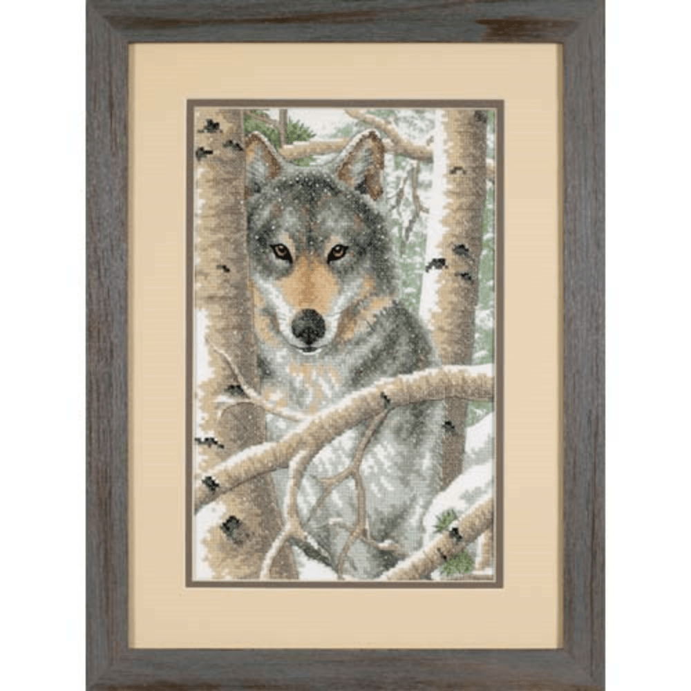 Wintry Wolf Stamped Cross Stitch Kit - Crafty Hobbies Australia